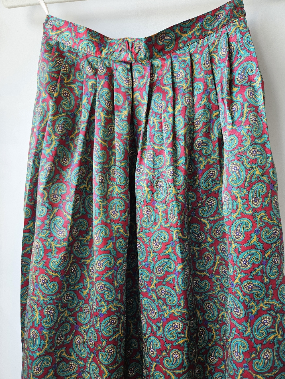 Oscar De La Renta Expressions Vintage  Paisley Print Pleated Long Skirt - Picture 6 of 16